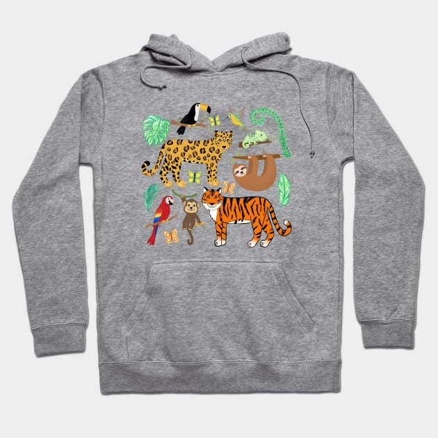 Wild And Wonderful Jungle Friends Hoodie by tangerinetane